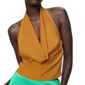 ZARA Draped Halter Crop Top